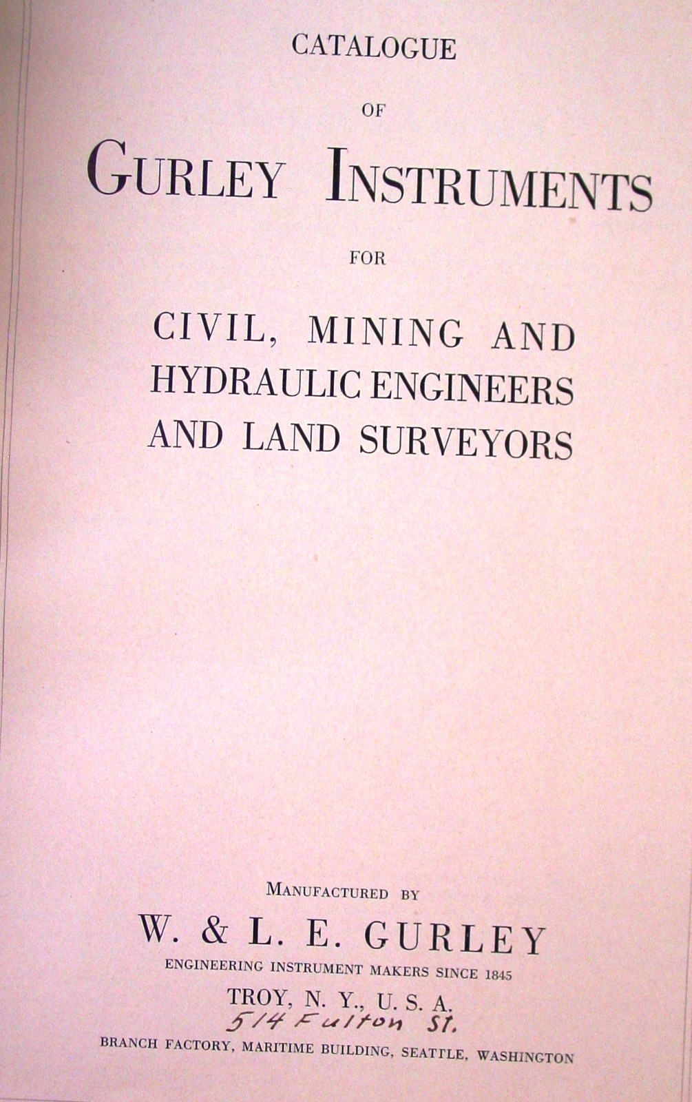1915 Gurley Engineering Surveying & Drafting Insts. Catalog