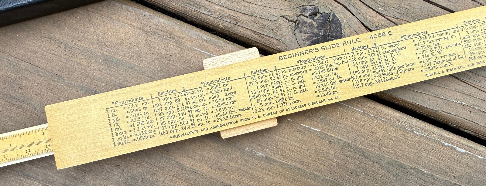 Vintage 1920s K & E Beginners Slide Rule 4058c Keuffel & Esser Wood USA EOC