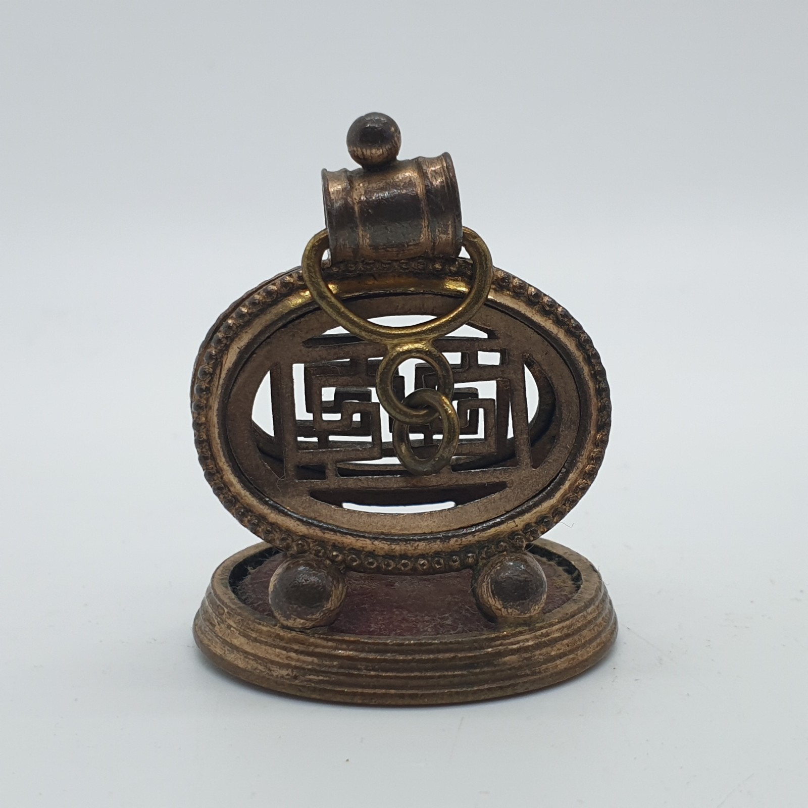 Victorian Brass Watch Fob Seal with Pierced Longevity Design