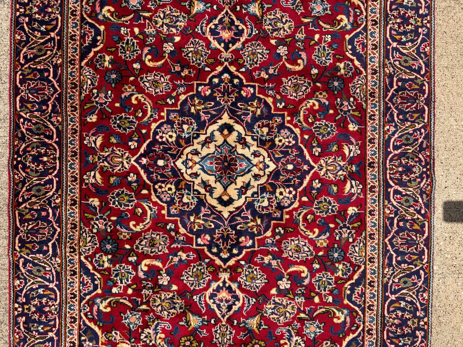 5×8 RED VINTAGE ORIENTAL RUG hand-knotted fine handmade small navy blue wool 5×7