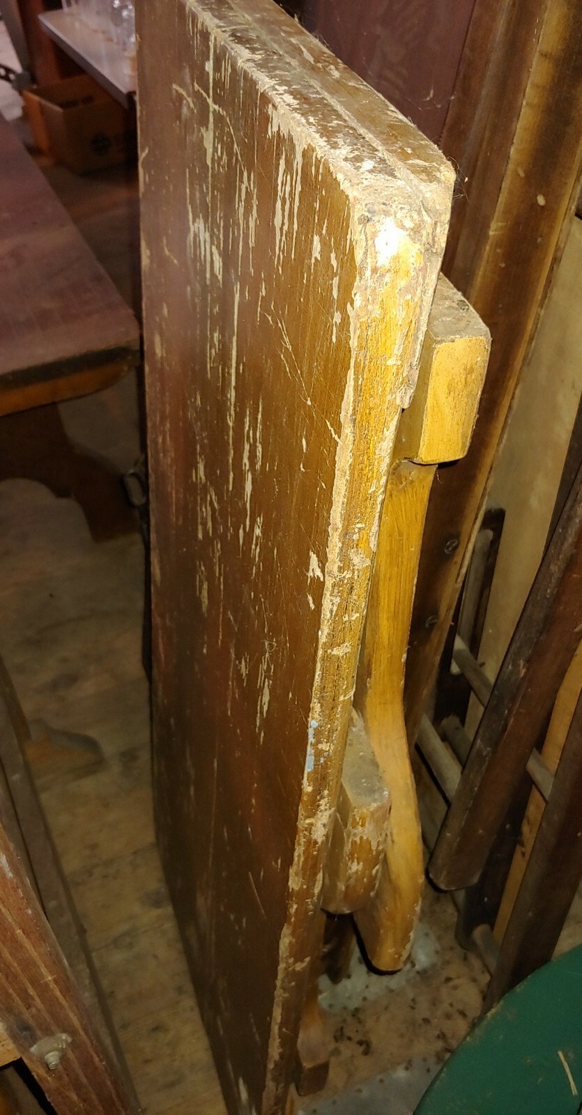 Milton Bradley Co. Kindergarten Table Bench, Antique table with folding legs.