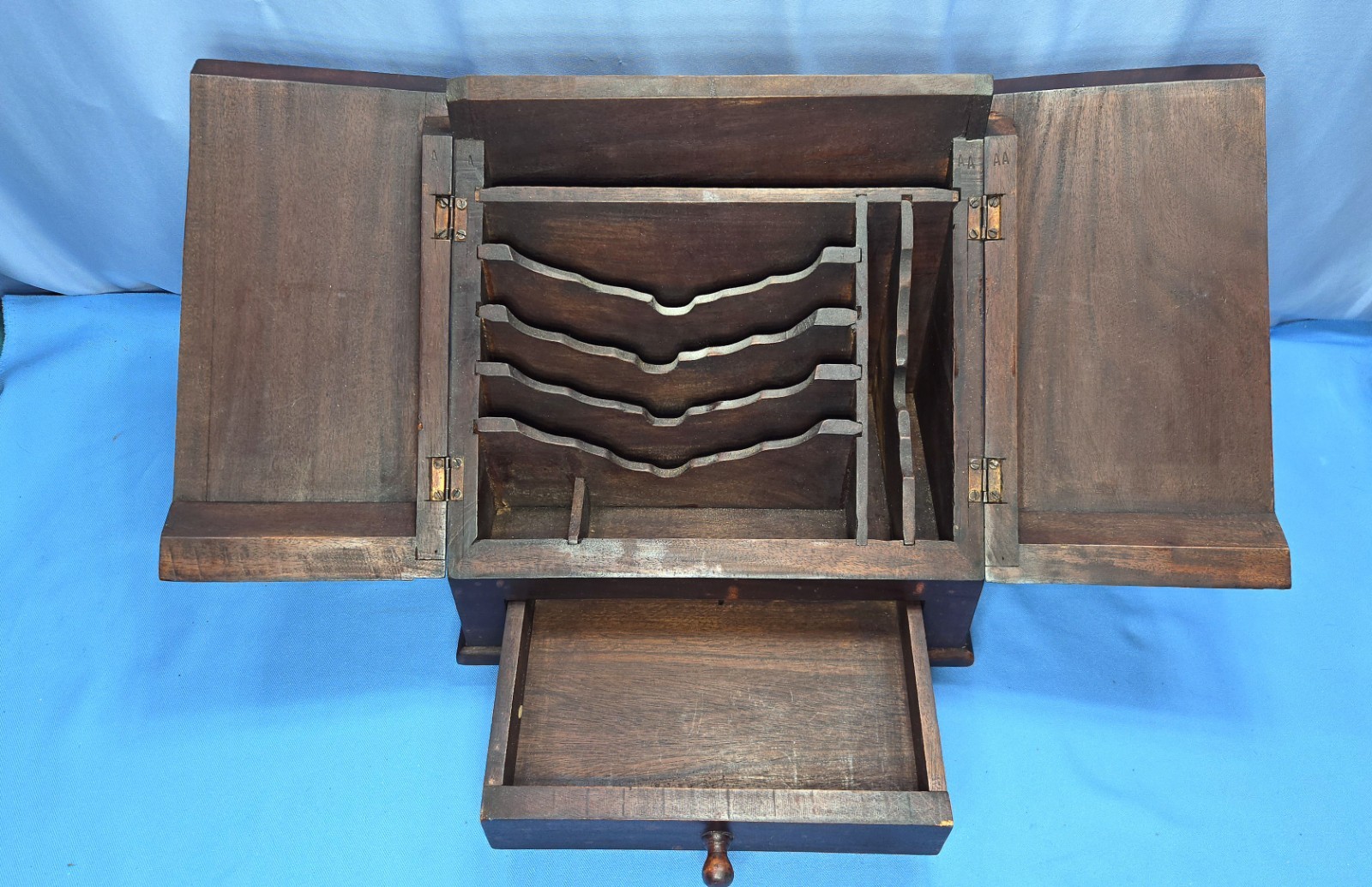 Mahogany Stationery Box Antique Colonial Slant Wood Secretary Chest Writing Desk