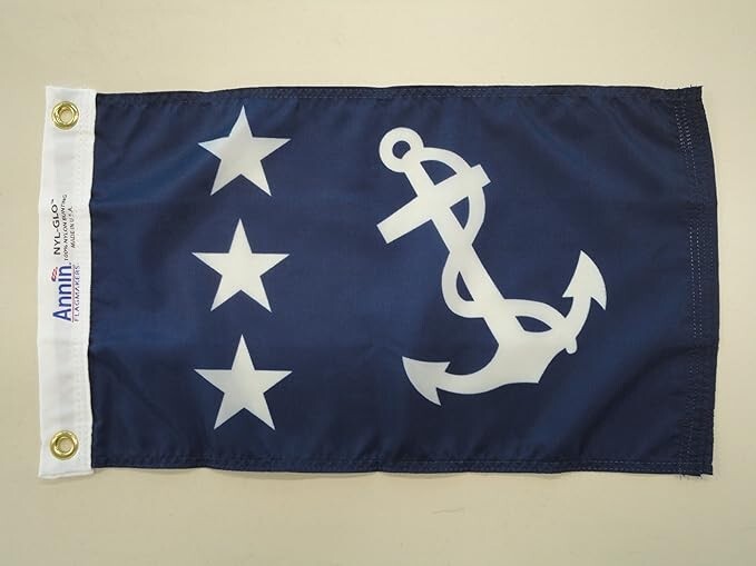 Annin Past Commodore Seaworthy Nautical Flag 12″x18″ NYL-GLO Free Priority Ship