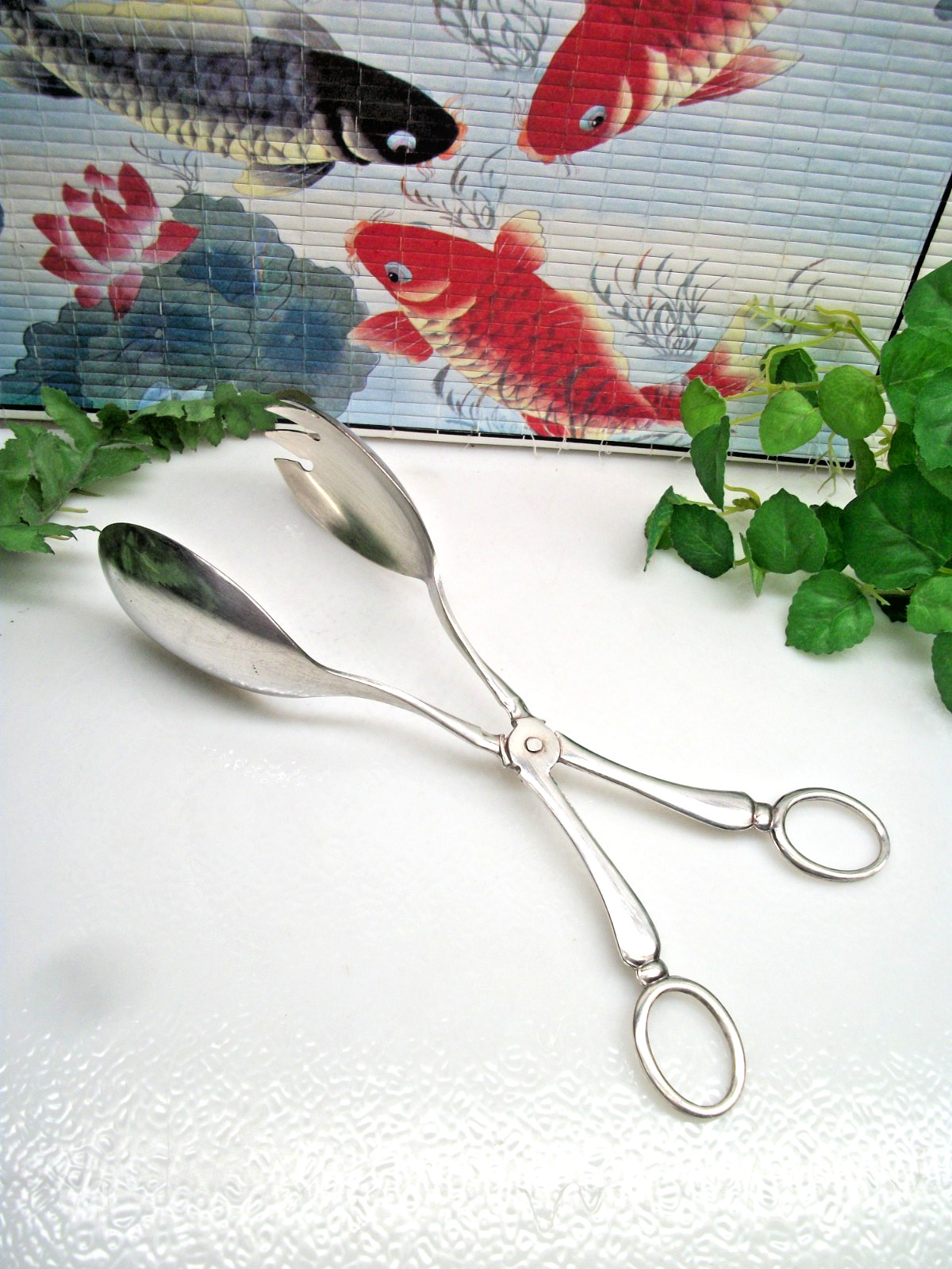 Vintage EPNS Folgate N. B. Silver Plated 8 1/2″ Salad Tongs Made In England