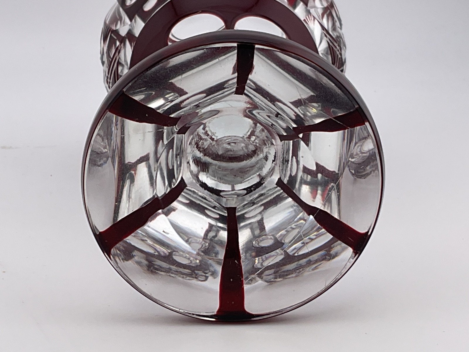 antique 1920’s ? czech bohemian ruby cut to clear goblet