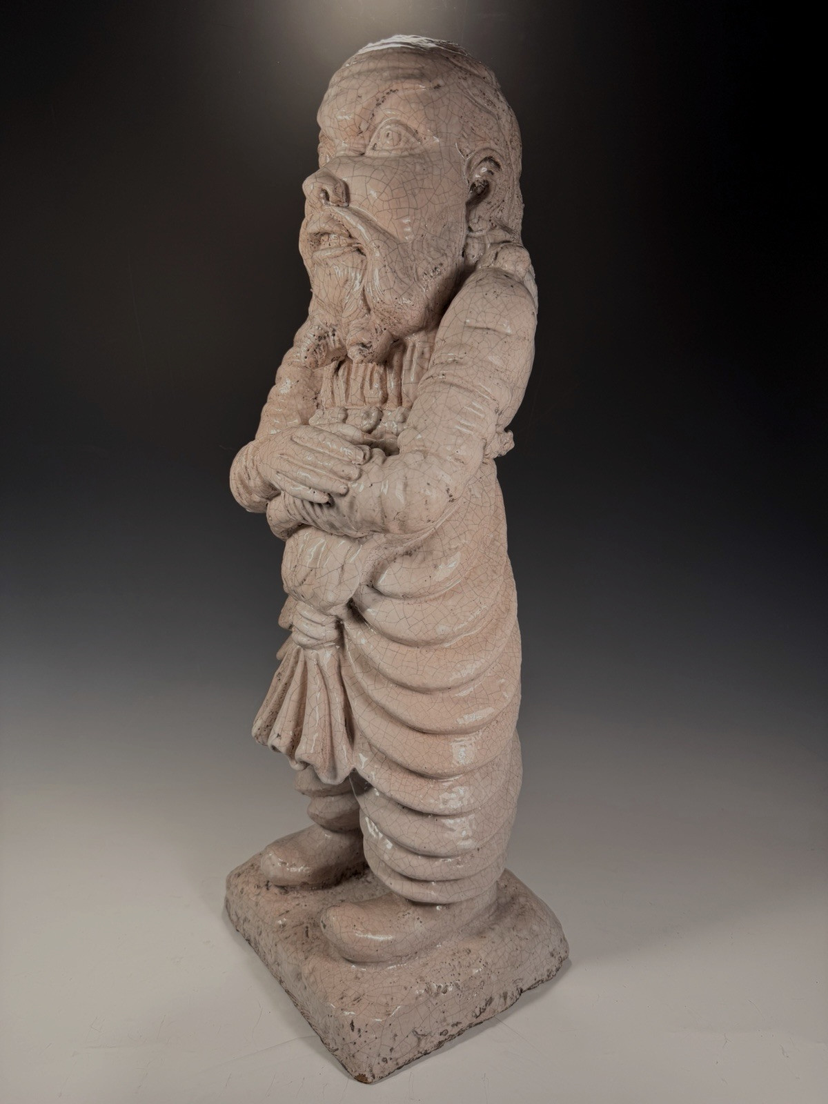 Monumental China Chinese Arhart or Lohan Glazed Pottery Figure ca. 19th century