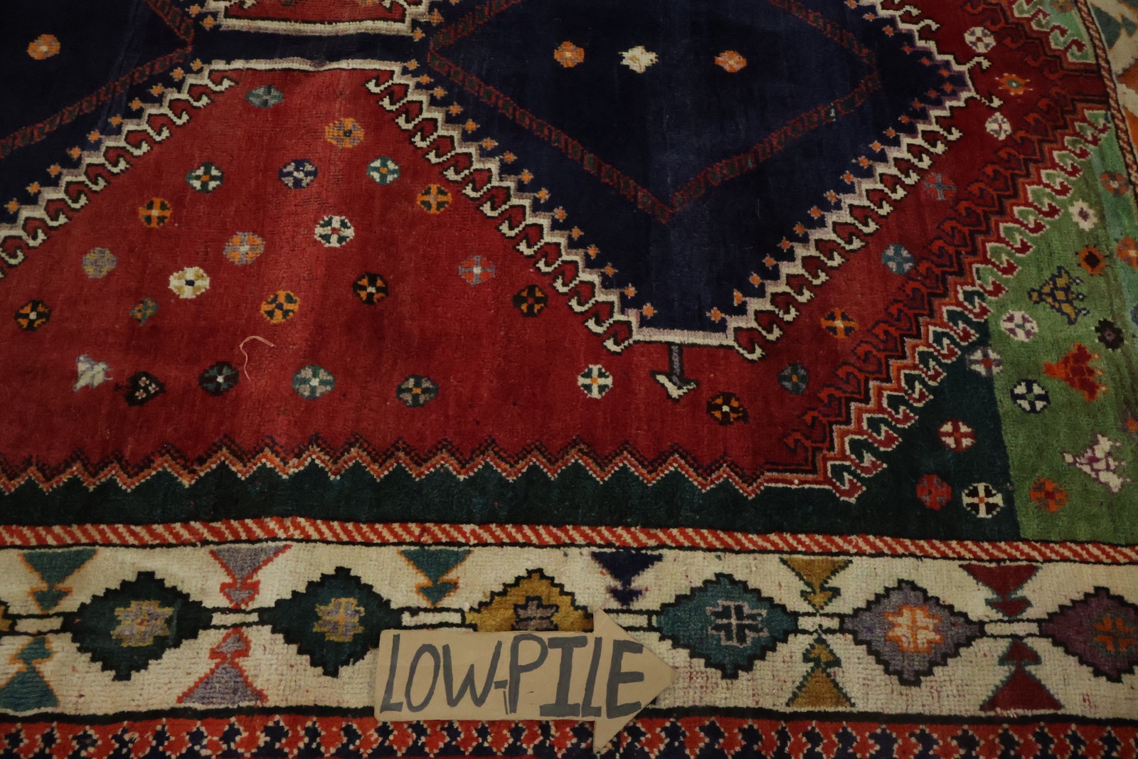 Vintage Vegetable Dye Area Rug 5×6 Handmade Wool Geometric Red/ Ivory Carpet