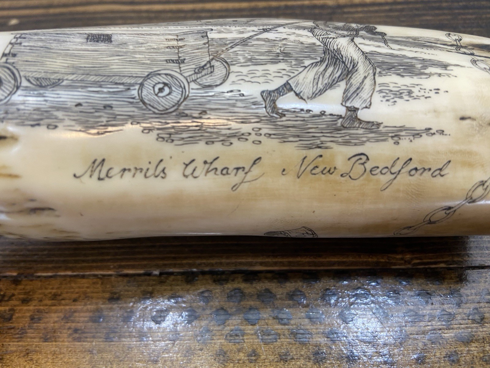 Scrimshaw. Vintage Faux Sperm Whale Carved Tooth. Feels And Looks Realistic!