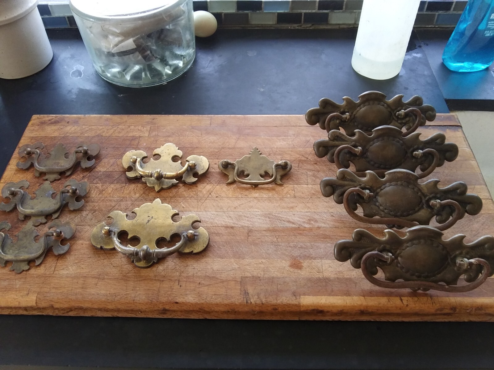 Lot of 10 Brass Varies Chippendale Drawer Cabinet Handles Pulls Batwing.