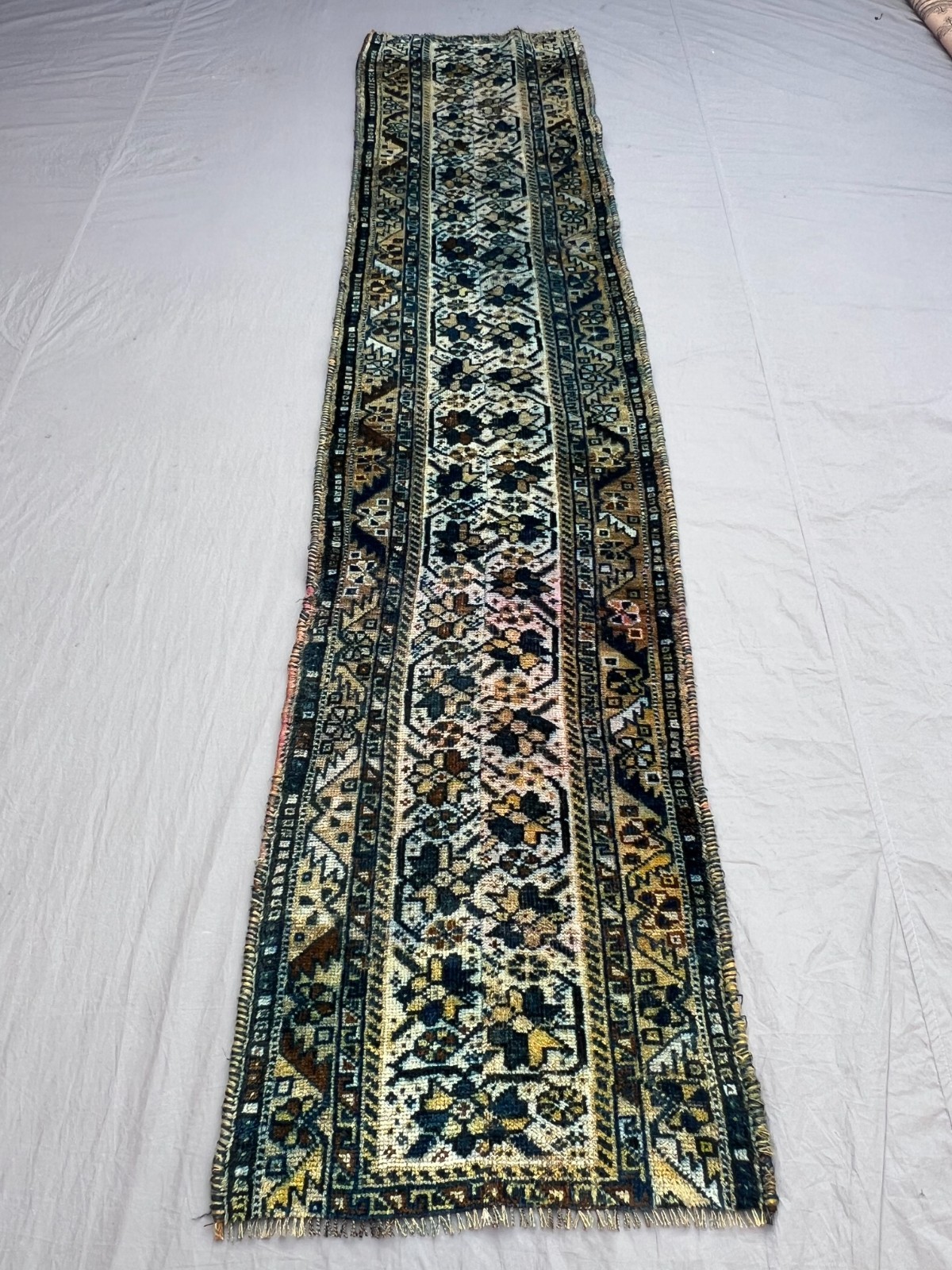 2×9’6 ft Caucasian Geometric Floral Lattice Handknotted Wool Vintage Runner