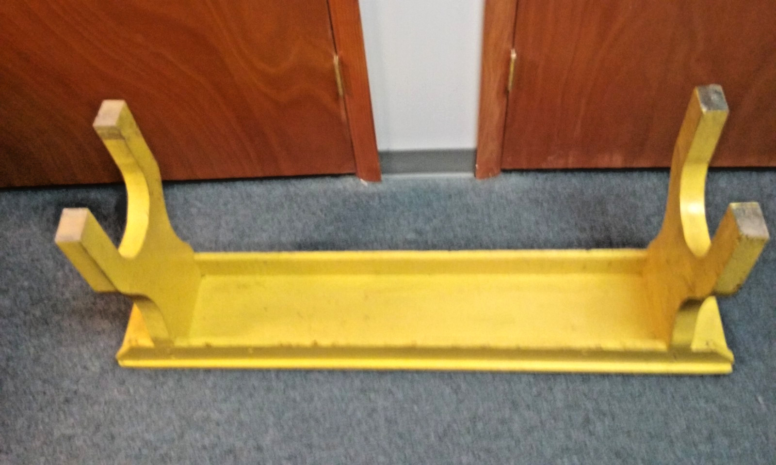vintage Primitive Handmade Kids Kitchen Table Wood Bench Painted Yellow 48″ long