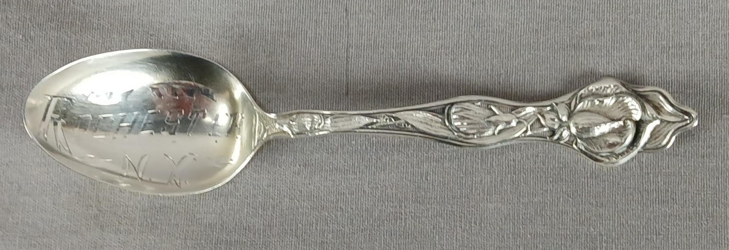 Manchester Art Nouveau Floral Handle Rochester NY Sterling Silver Souvenir Spoon