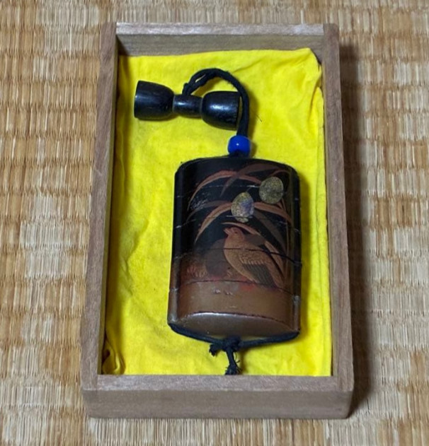Netsuke Antique INRO and netsuke Japanese Hand carved Wood Edo Era from japan