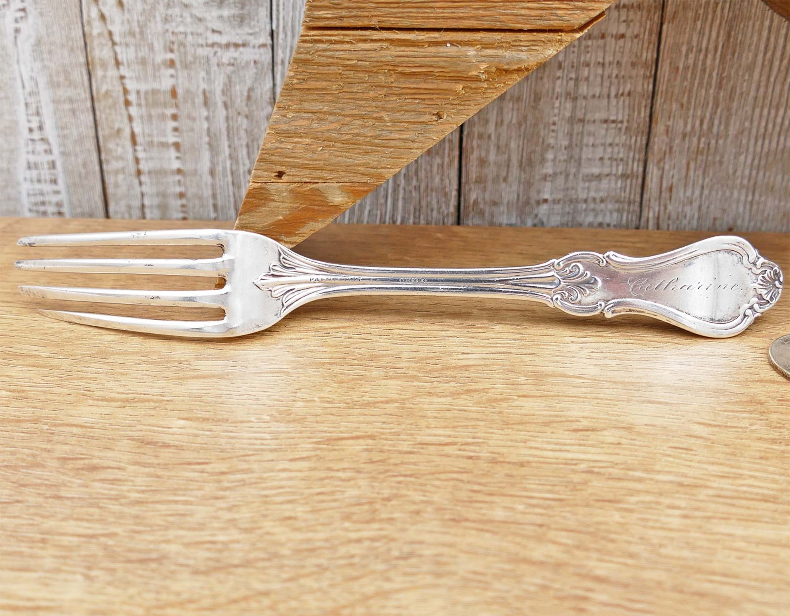 1847 American Coin Silver Dinner Fork Osman O Reed Philadelphia