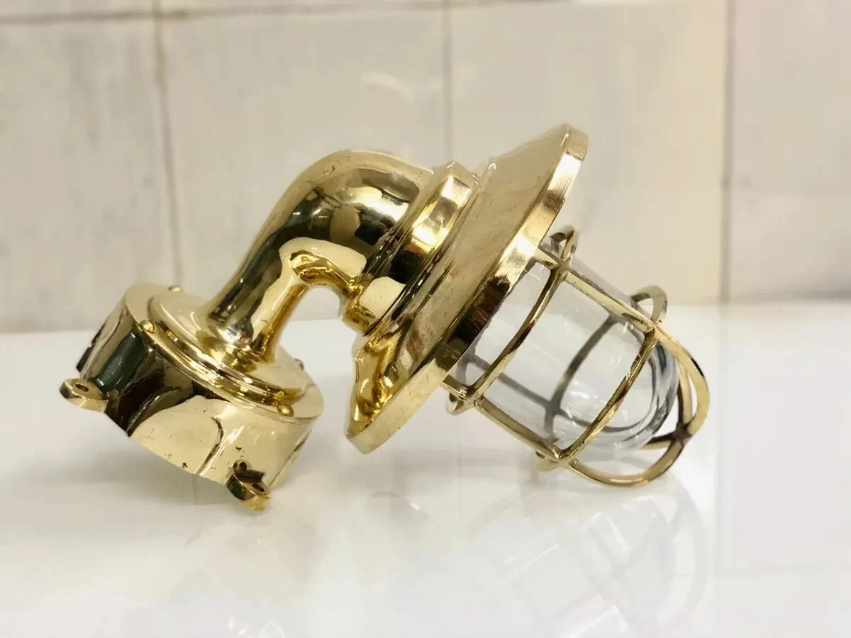 Nautical Solid Brass Outdoor Exterior Wall Light Fixture With Junction Box
