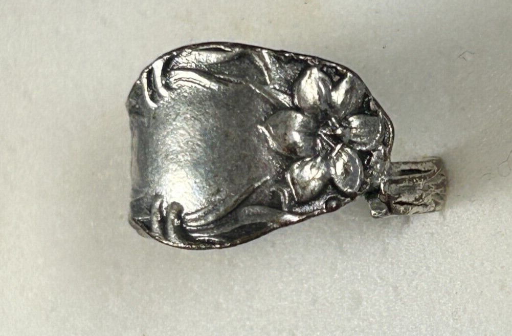 Vintage Silverplate Rogers ? Spoon Handle Ring Size 6.5 Flower Design