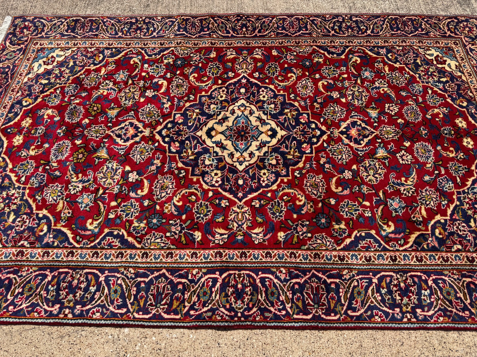 5×8 RED VINTAGE ORIENTAL RUG hand-knotted fine handmade small navy blue wool 5×7