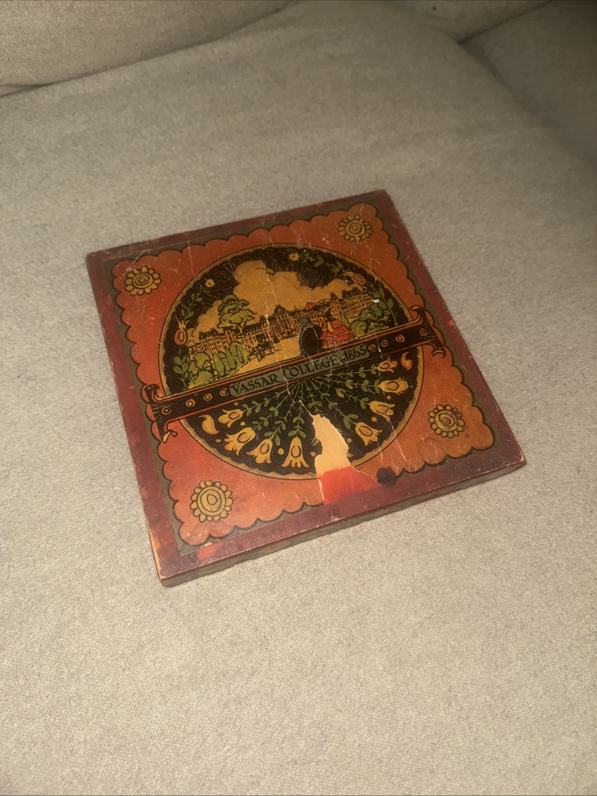 Antique Tony Sarg Vassar College Box Lid Only Incomplete
