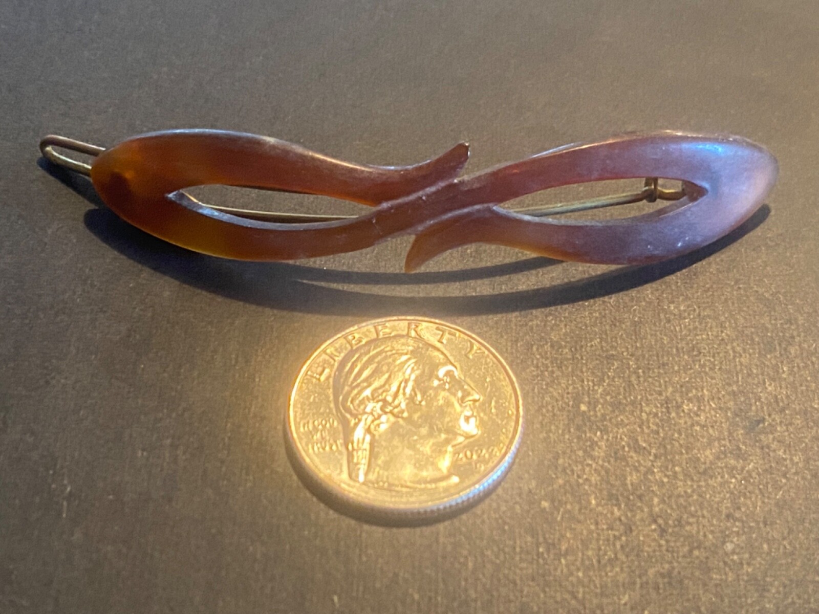 VTG EARlY HAND MADE IN FRANCE BROWN PLASTIC? HAIR CLIP