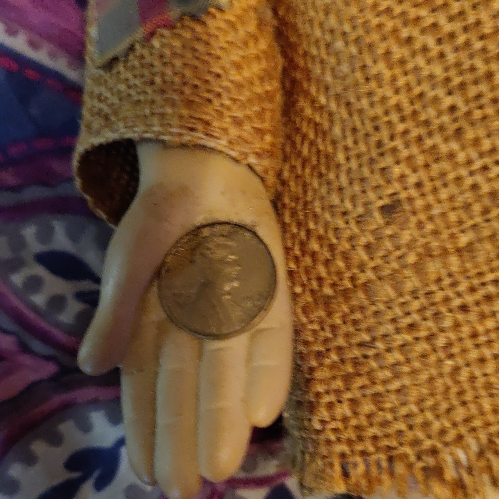 Blonde Girl Play Doll Brown Eyes Removable Burlap Outfit