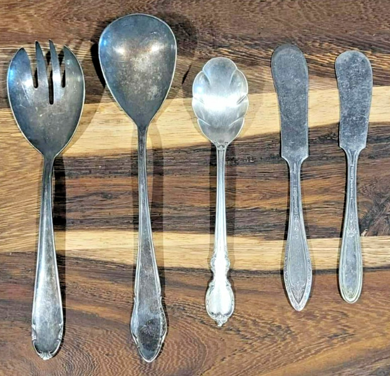 Vintage Silverplate Flatware Lot Rogers WMF BMF Mixed Serving Pieces 5pc Set