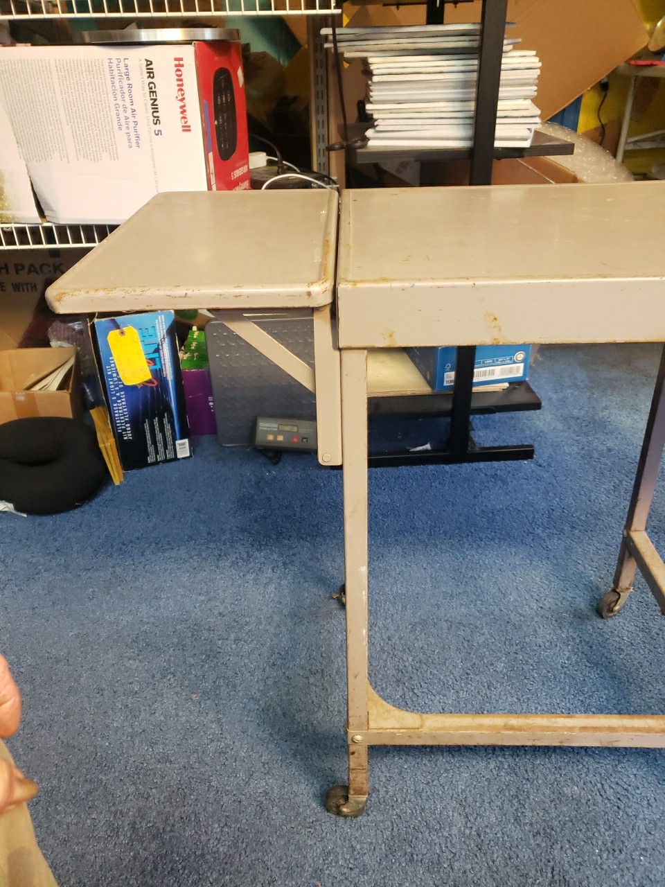 INDUSTRIAL TYPEWRITER TABLE drop leaf rolling stand vintage