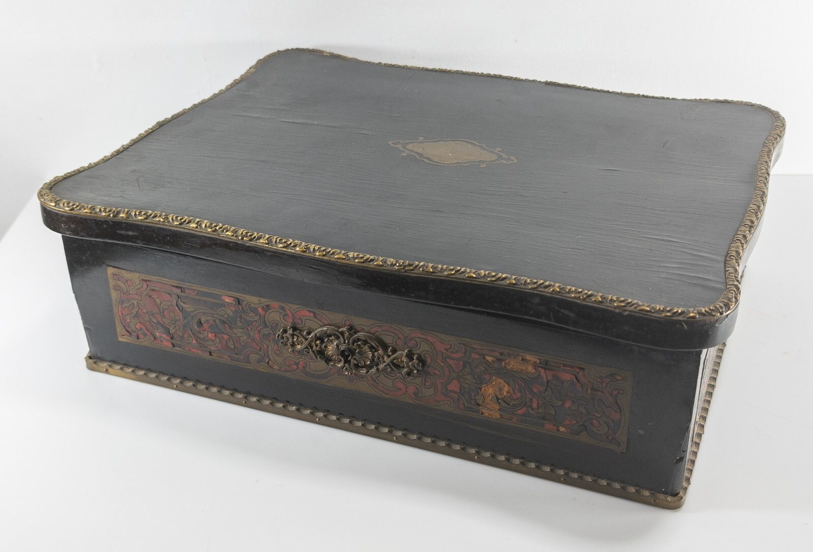 Antique French Ebony and Bronze Boulle Inlaid Dresser Vanity Box