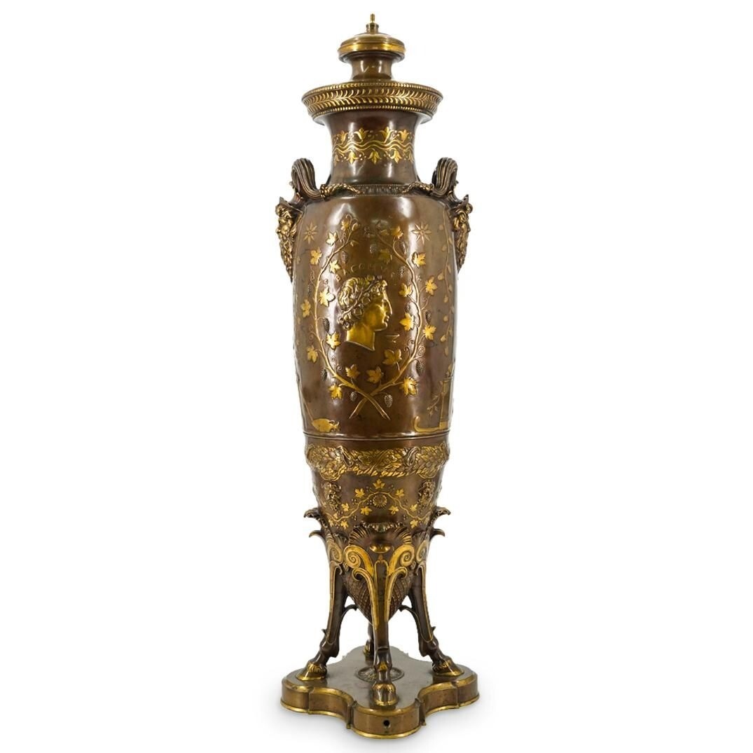 Barbedienne Bacchanalian Bronze Vase by Ferdinand Levillian