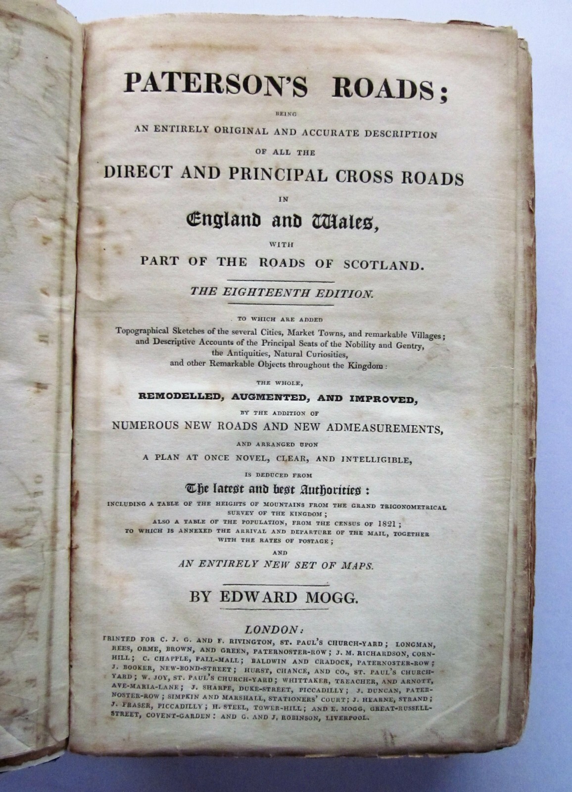 1828 Mogg Ed. Patersons Roads Maps Complete Antique Atlas England Wales Scotland