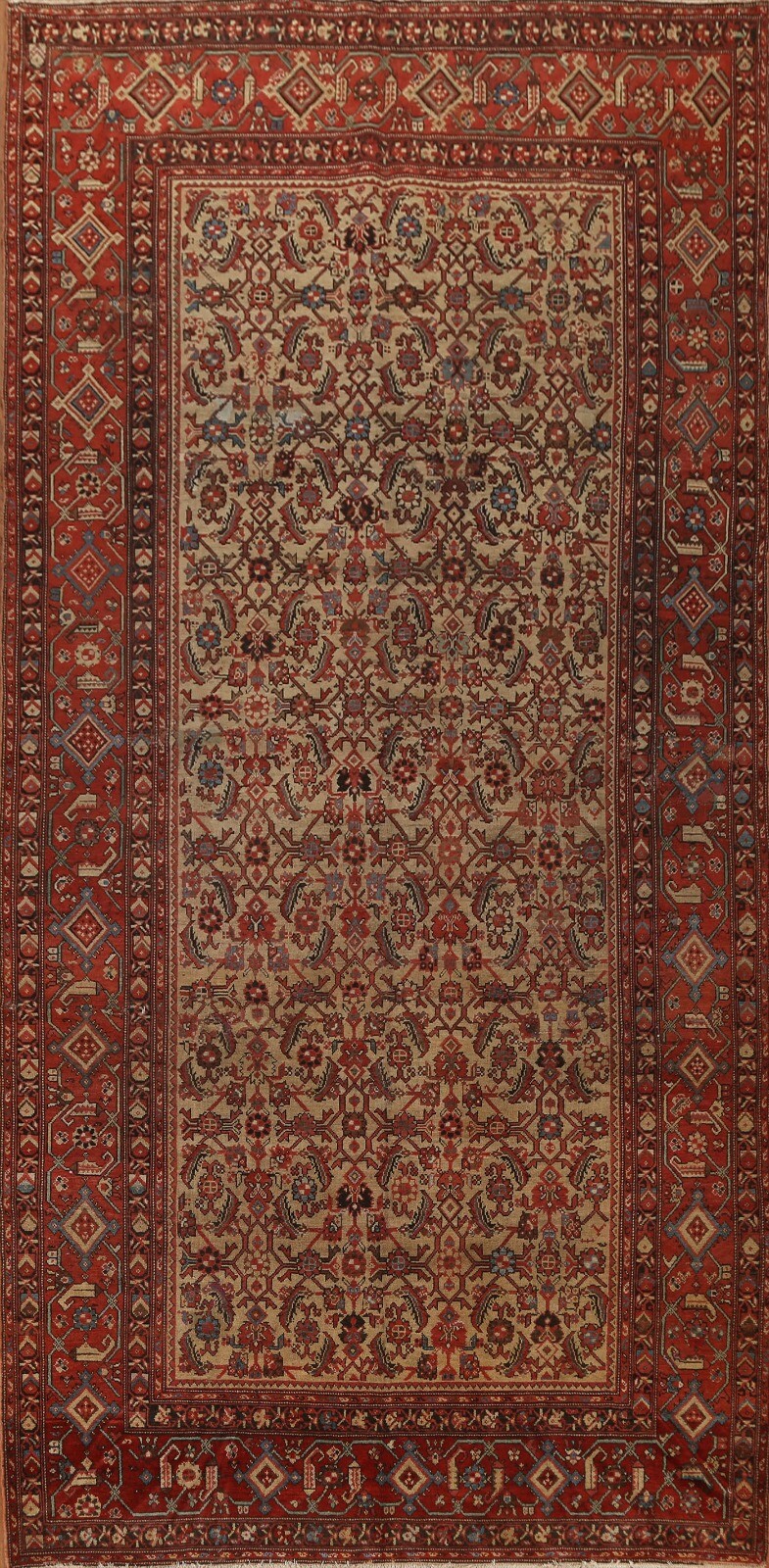 Antique Pre-1900 Heriz Bakhshayesh Area Rug 7’x13′ Hand-knotted Wool Carpet