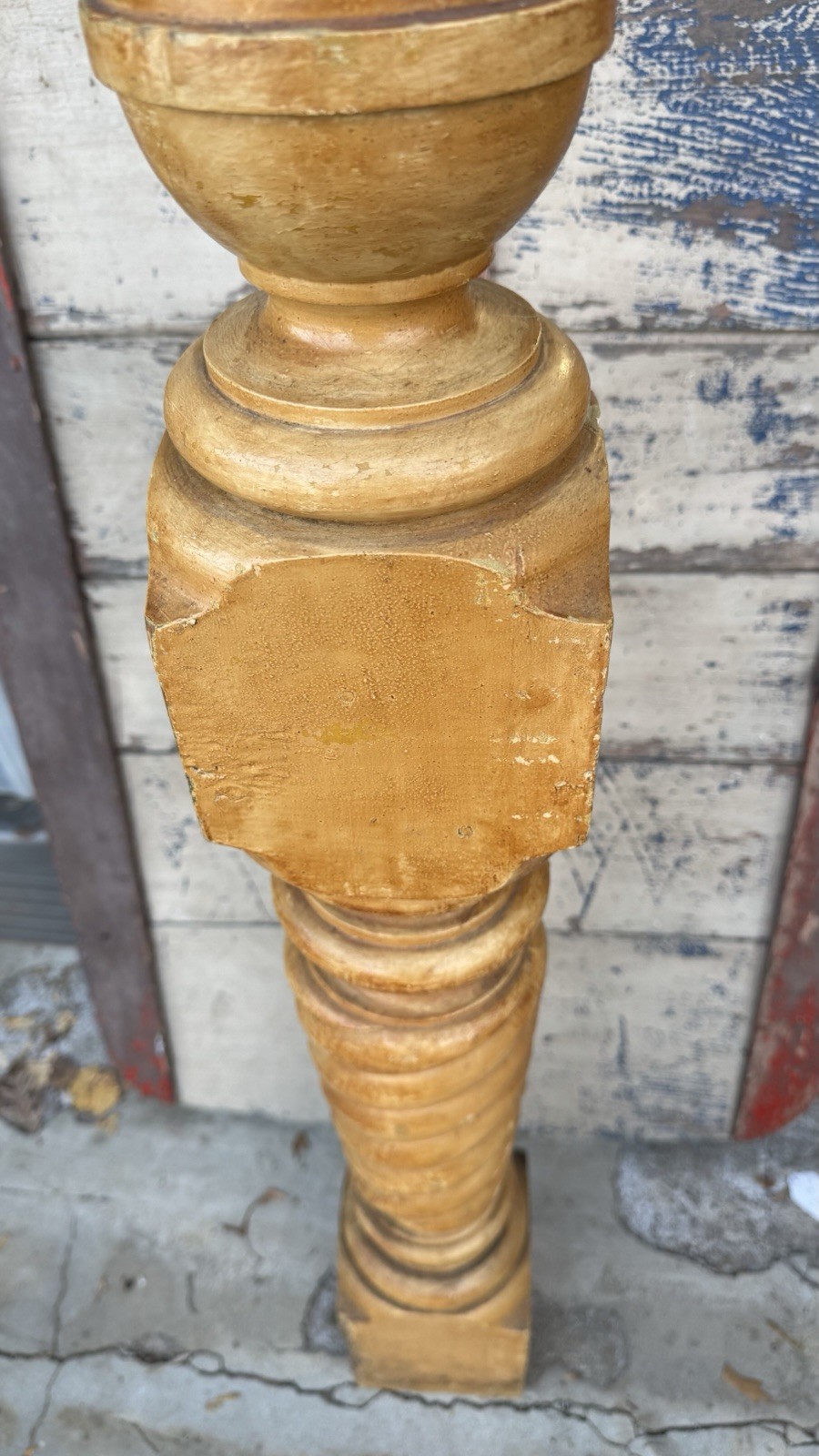 Antique Turned Wood Newel Post Spiral Stair Post Architectural Salvage Decor