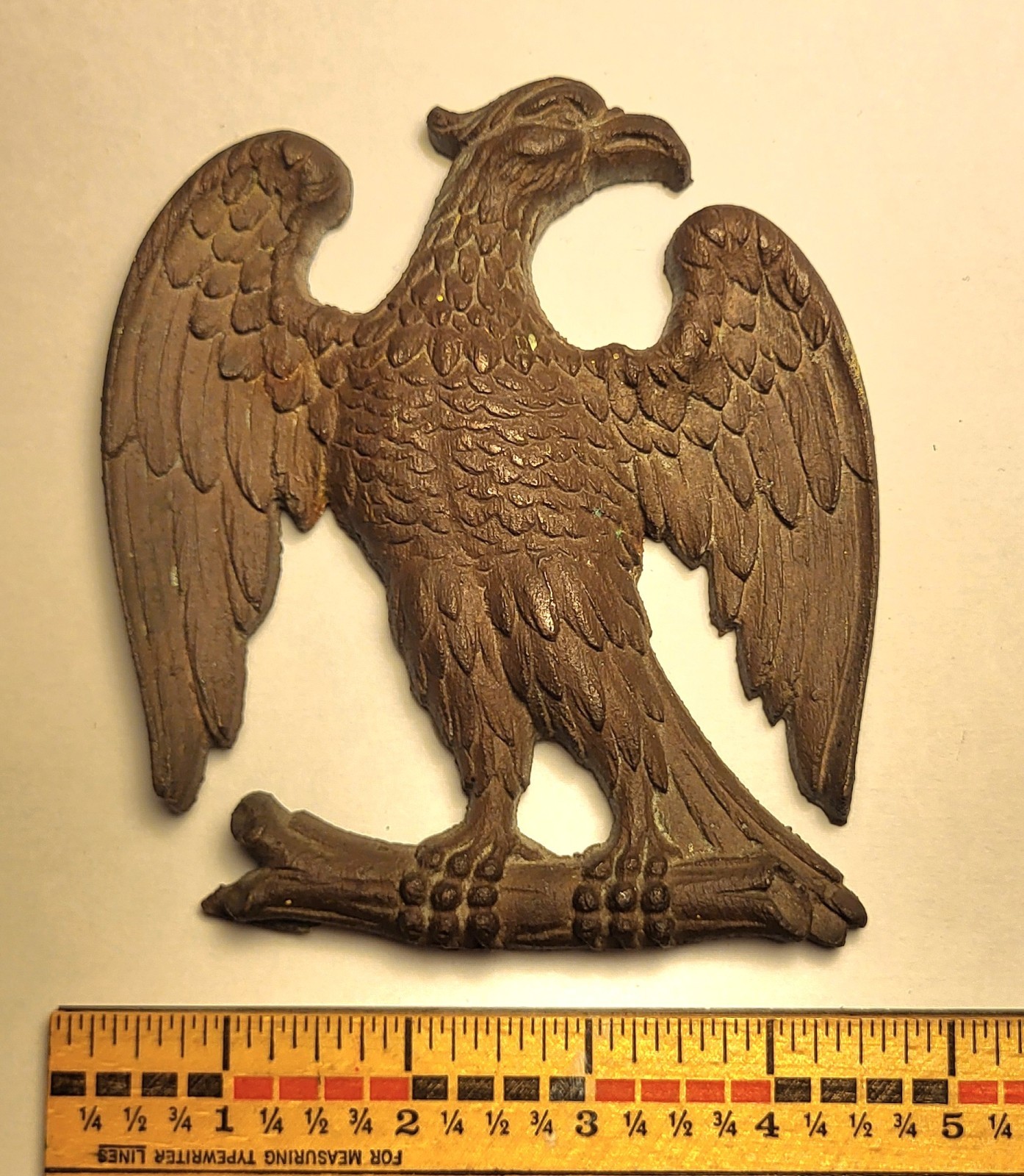 Antique Cast Bronze American Eagle Plaque Finial Federal Style Flat Back 4.5″