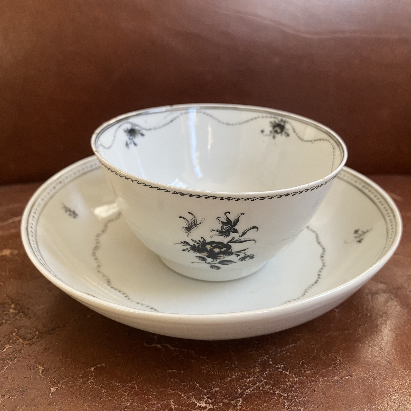 Antique Chinese Export Porcelain Tea Cup Bowl Set Saucer Plate 18th or 19th c.