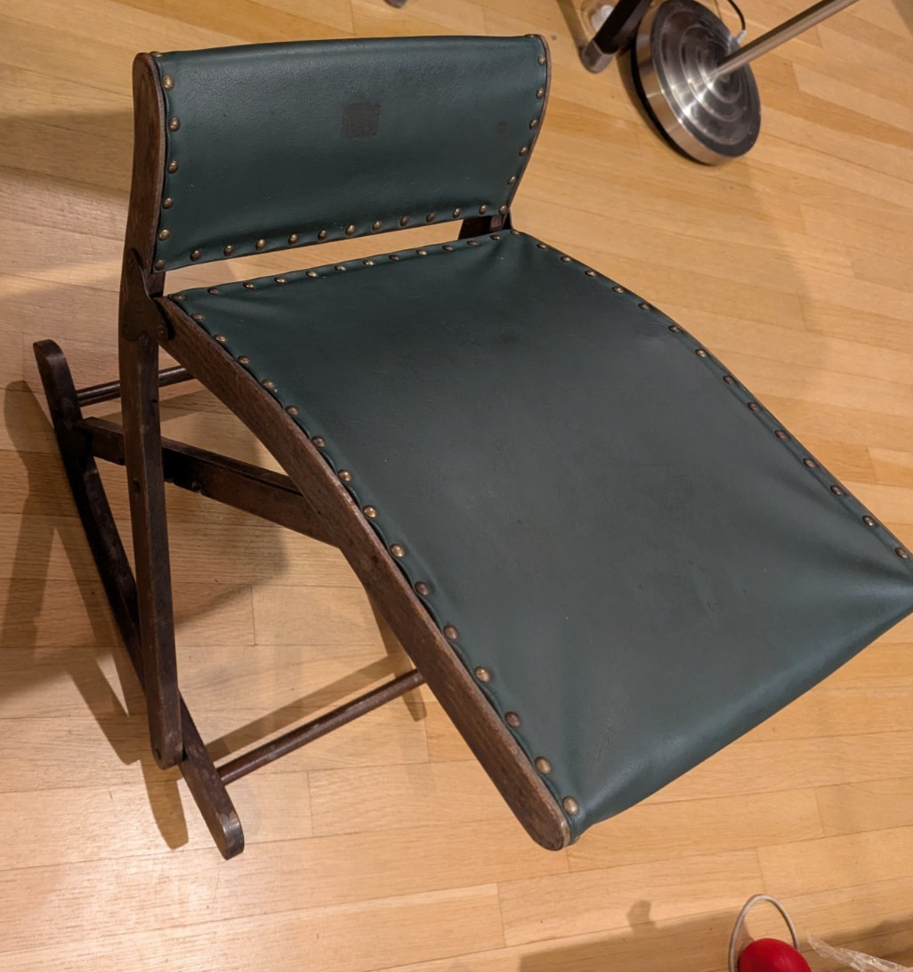 Vintage Folding Adjustable Rocking Foot Stool Footrest Ottoman Antique