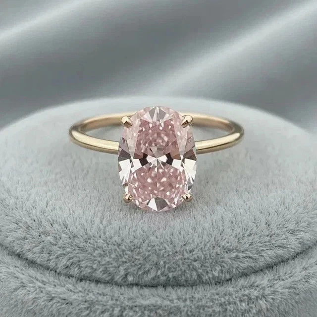 2CT Oval Lab Created Pink Sapphire Women Solitaire Ring 14k Yellow Gold Plated