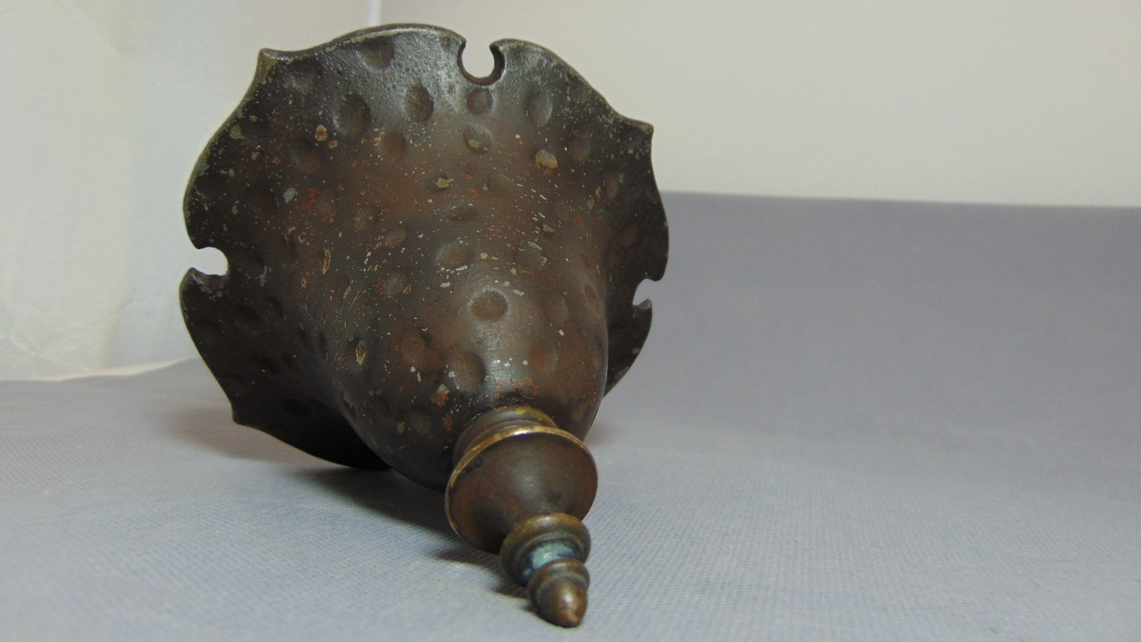 Vintage Metal Finial, Bell Shaped, Light Fixture, Acessory, Hammered Finish