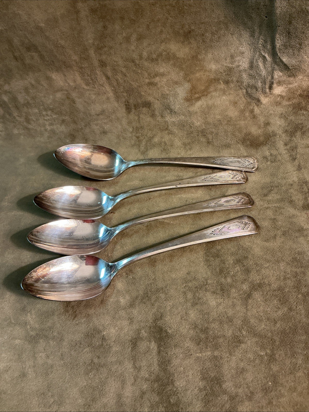 Wm. A. Rogers NUART Art Deco Silver Plate Flatware Tablespoon Lot (4) From 1932