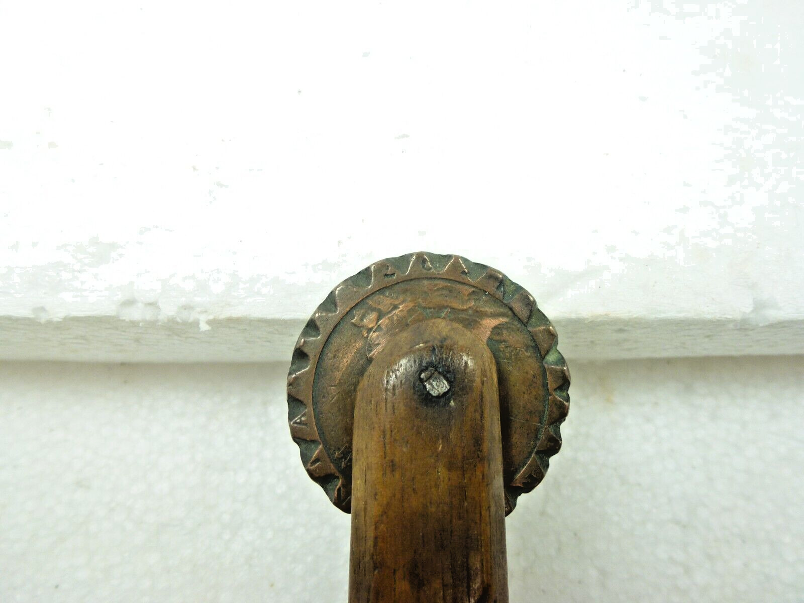 Antique 19th Century Handmade Pie Crimper Maple Handle 1797 Britannia Penny