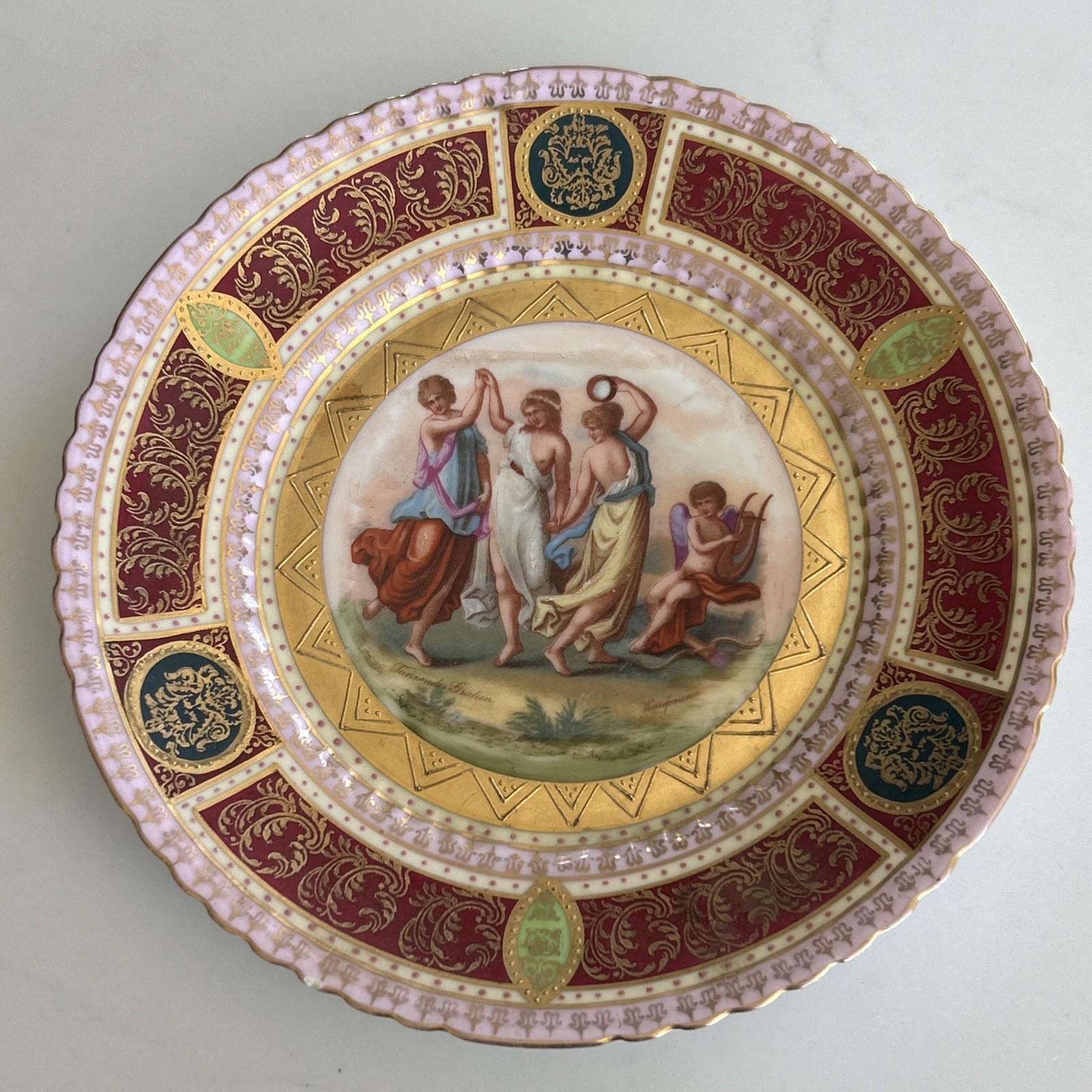 Antique Royal Vienna Painted And Gilt Porcelain Cabinet Plate Signed Kaufmann