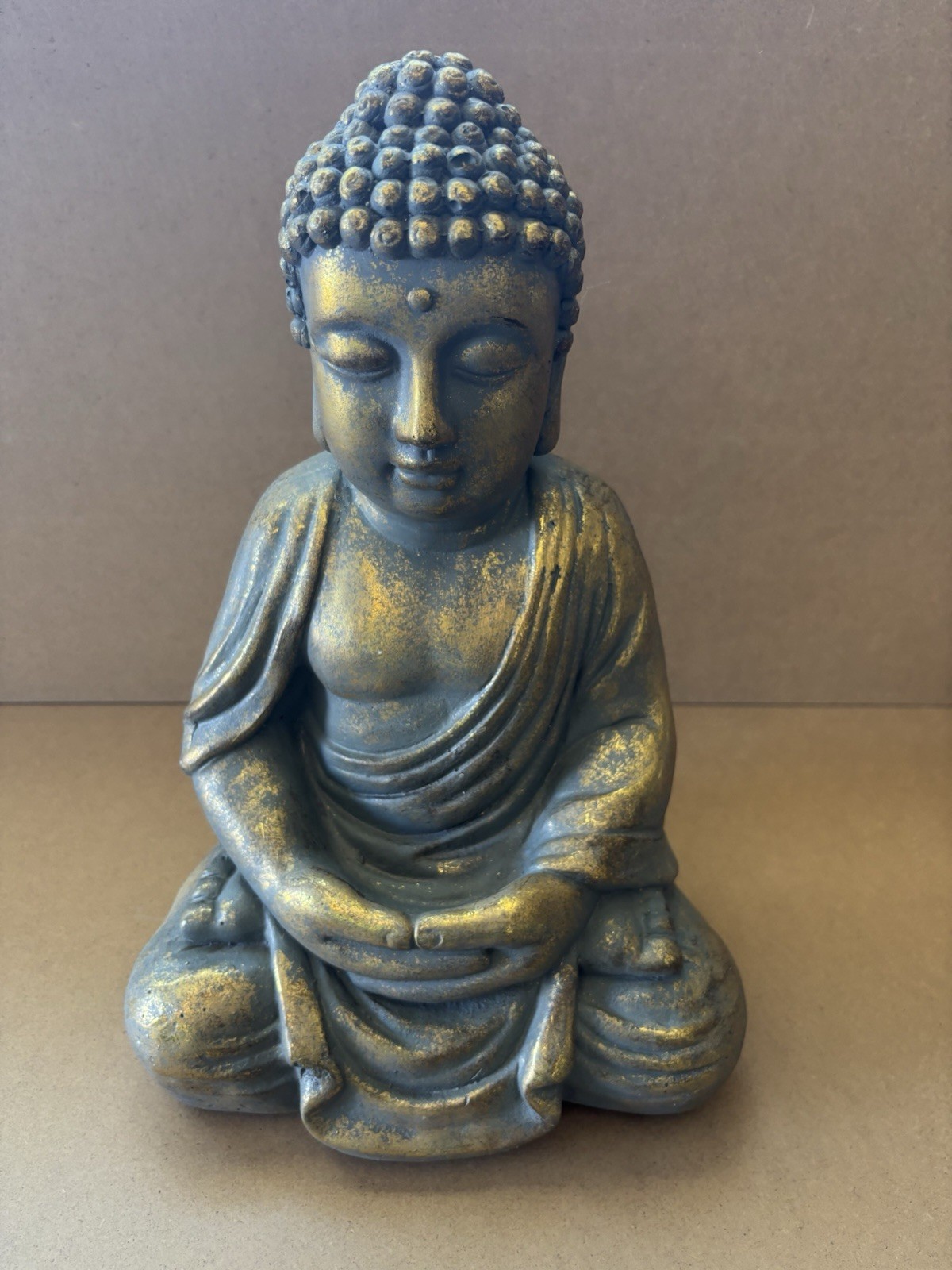 14” Old Tibetan Buddhism Shakyamuni Amitabha Buddha Gold Touch Ceramic Statue