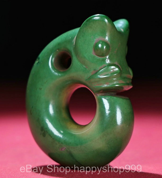 3″ Chinese Natural Turquoise stone Carving Pig Dragon Amulet Pendant