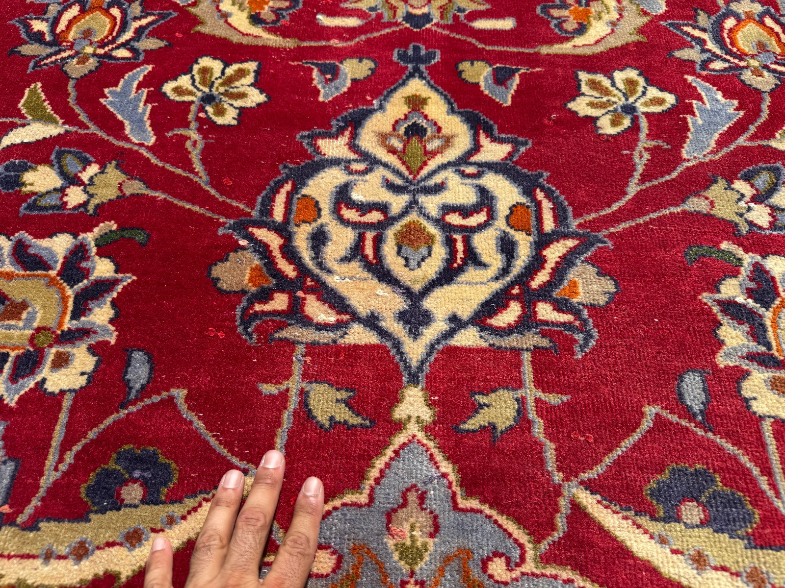 RED BLUE ANTIQUE ORIENTAL RUG 10×13 fine handmade wool colorful clean real 10×14