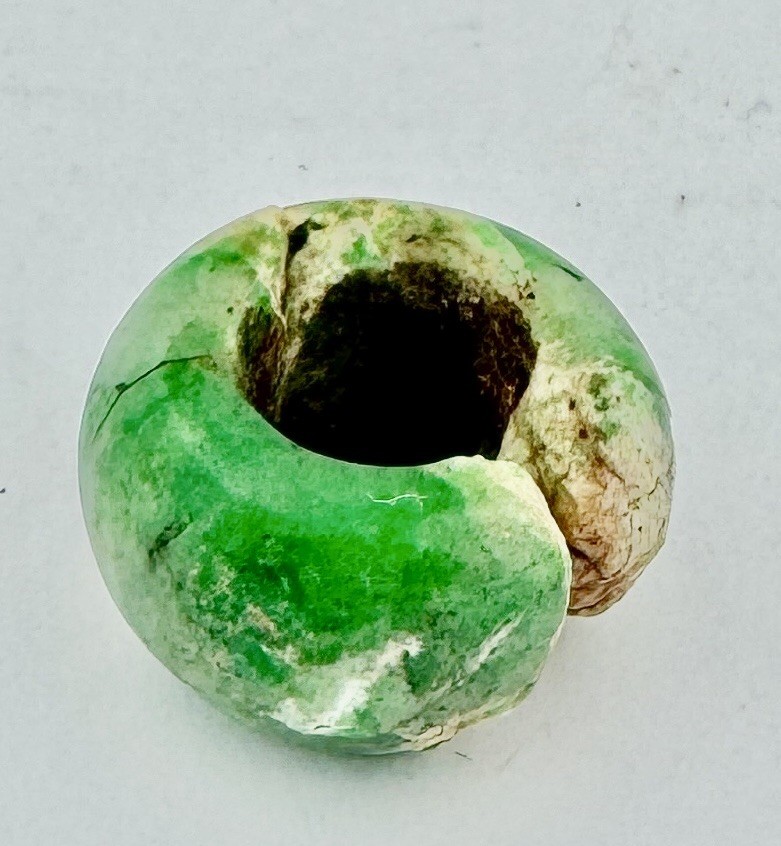 Authentic Maya Jade single Bead with Mineral Deposits200-500 BCE