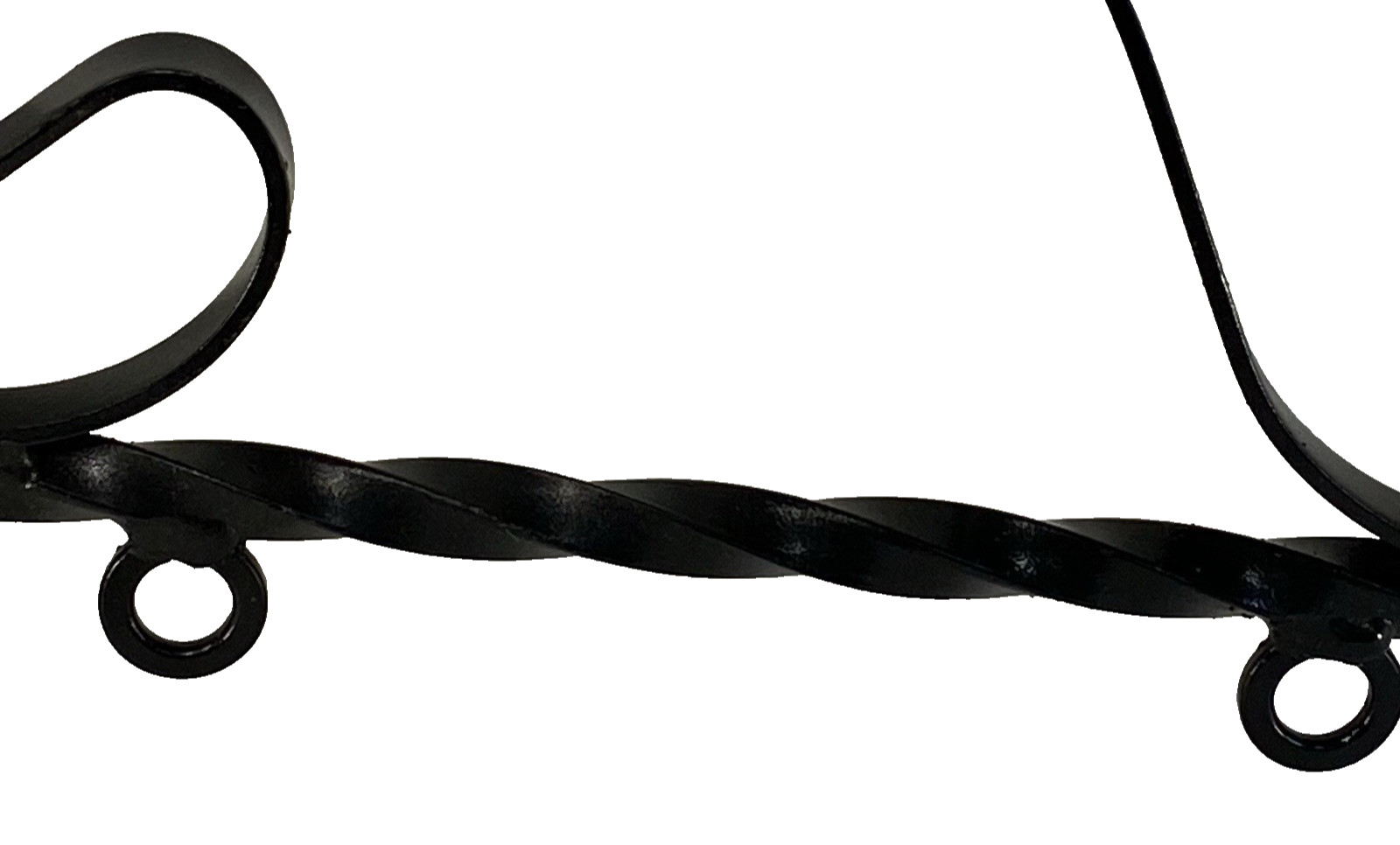 Vtg -Antiq Scroll Sign Bracket Twisted Post Decorative Finial Wrought Iron Black