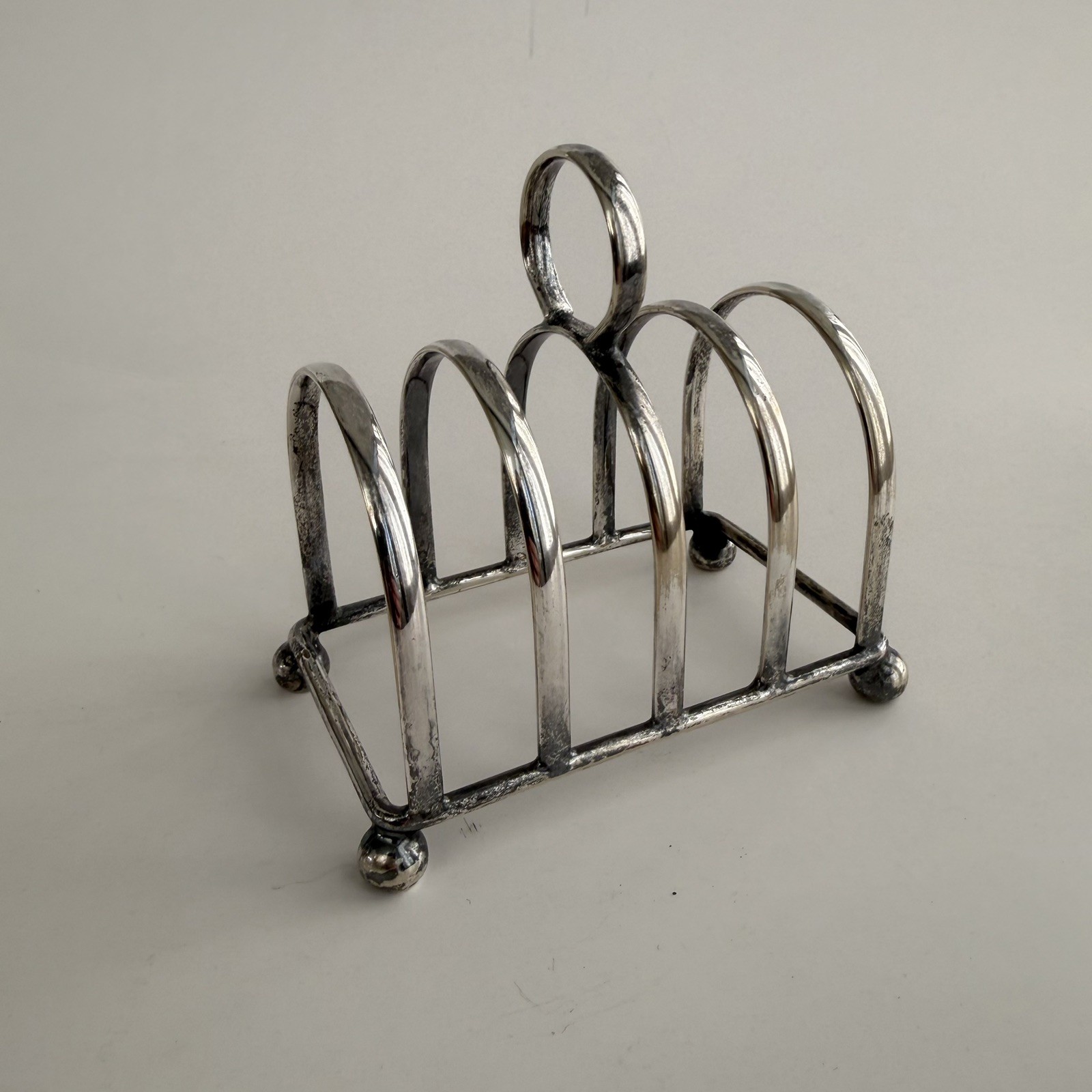 Antique Art Deco Silver Plated 4 Slice toast Bread Rack 3.75”x4” Reg Plato EPNS