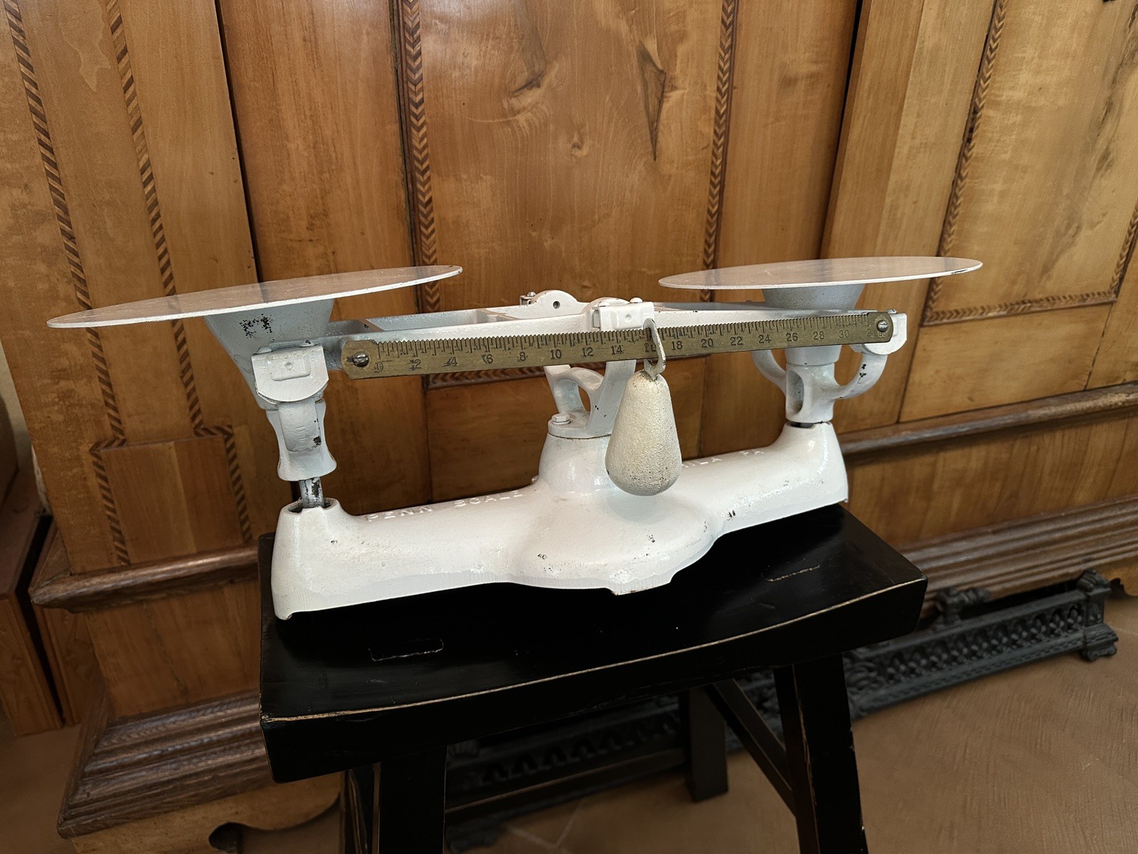 Antique Penn Scale Phila Pa Bakers Balance Beam Scale Kitchen White 16-lb
