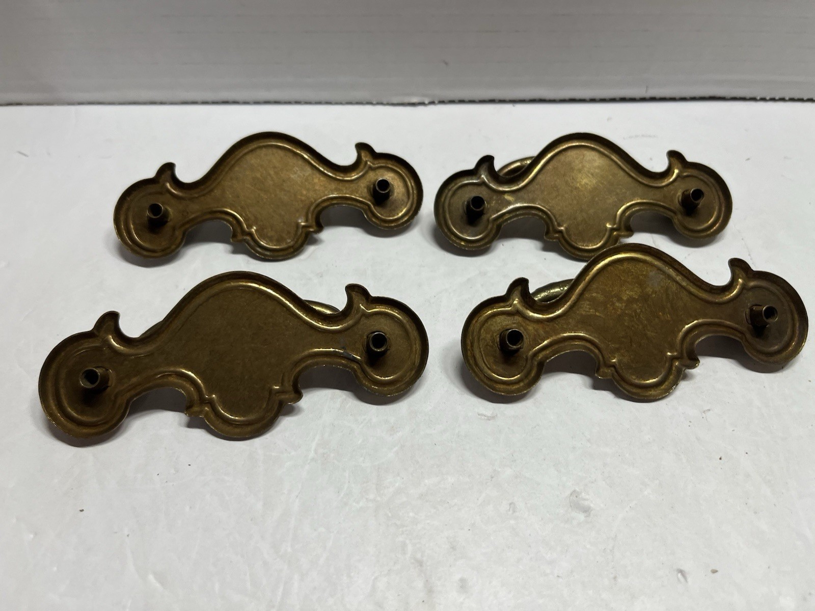 Vintage Lot (4) NOS Brass Plated Batwing Drop Bail Drawer Pulls