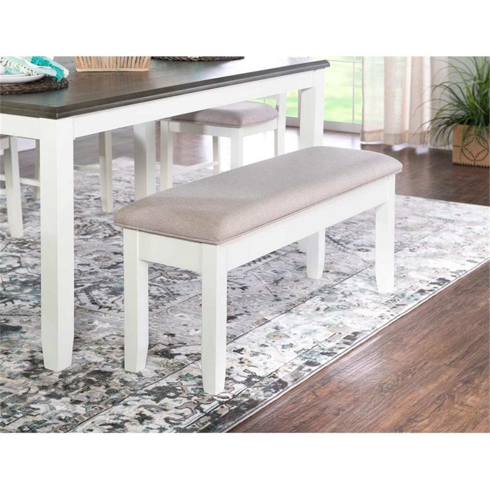 Bowery Hill 18″ Wood/Fabric Storage Bench in Vanilla White/Light Gray