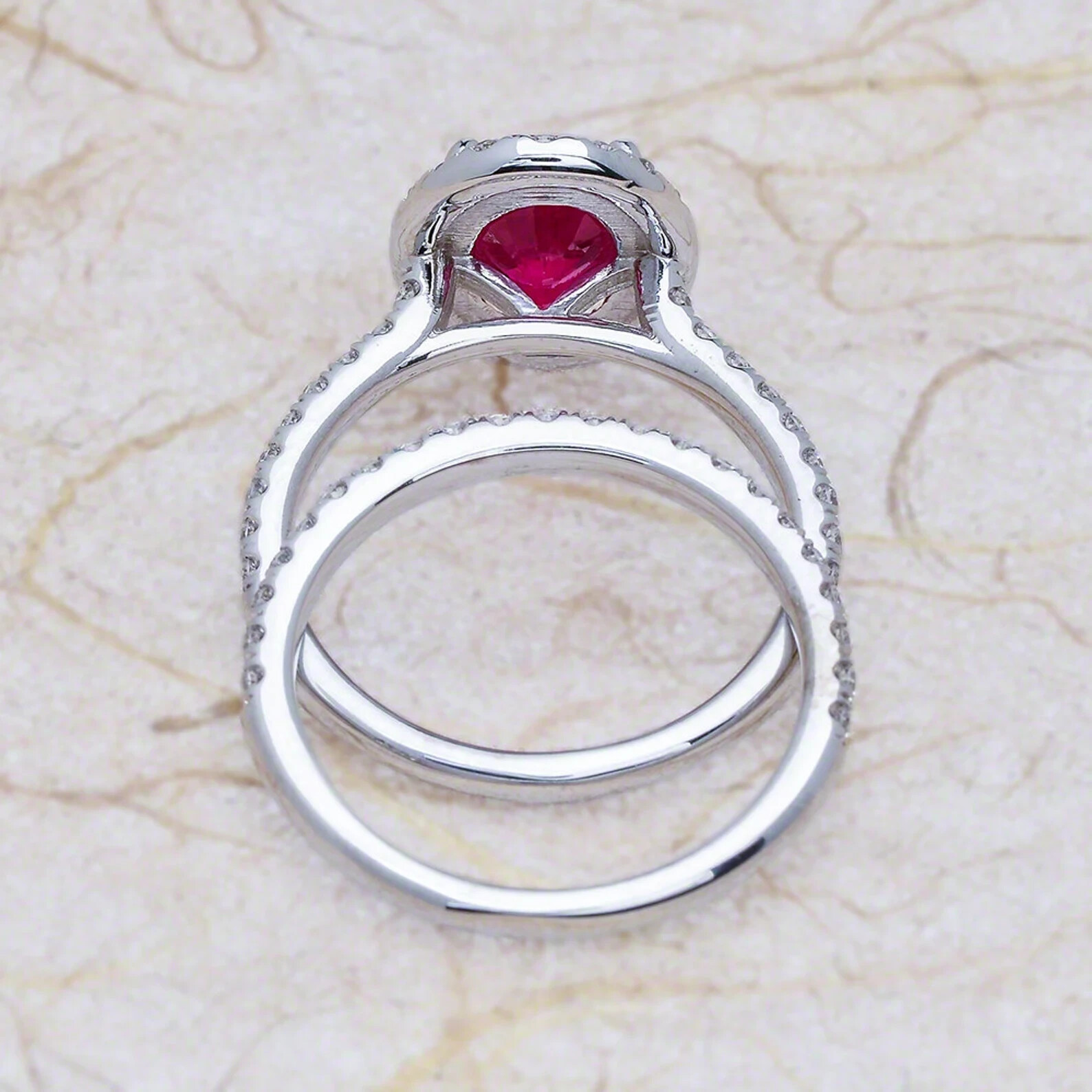 3.00 Ct Natural Ruby Diamond Engagement Wedding Ring 14K Solid White Gold Size 8