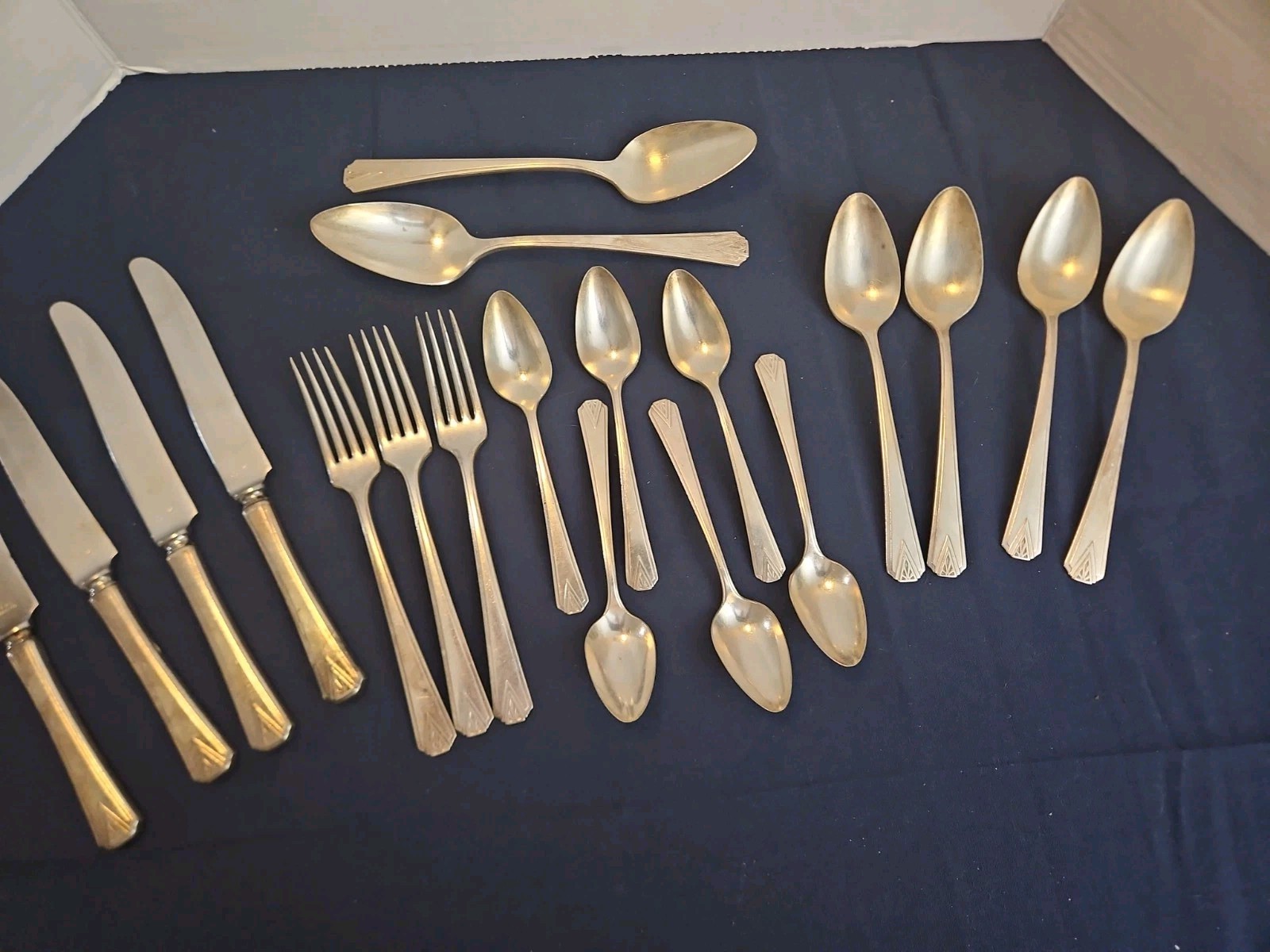 Vgt 19 Pcs Deauville Oneida Community Silver Plate Art Deco Flatware Set